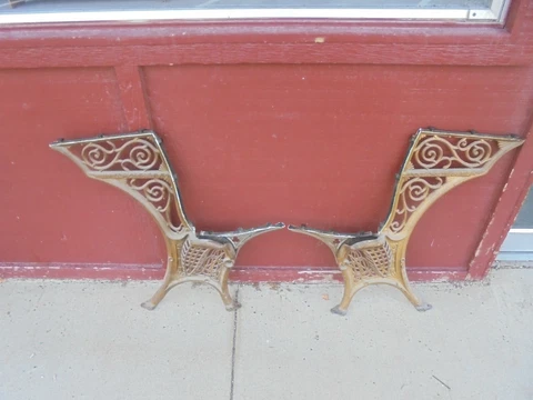 2 iron school desk legs right/left  minneapolis O & SF co. bench project #1 Cover