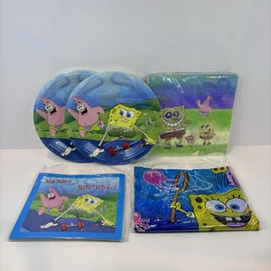 SpongeBob SquarePants Party Pack - 20 Napkins 20 Plates 1 Tablecloth 1 Banner - Picture 1 of 6