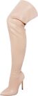 Liliana DB54 Nude-g7 Stiletto Heel Pointed Toe Dress Thigh High Fashion Boots