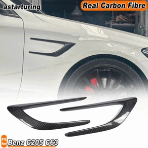 REAL Carbon Front Side Fender Fin Vents For Mercedes Benz C205 C63 AMG 2015-2021 - Picture 1 of 9