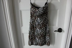 SEDUCTION*Strapless Mini Party Dress*Brown/Black/White Animal Print*Ruffles*Med* - Picture 1 of 6