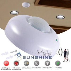 Sensor de Movimiento PIR de Pared 360º Detector Luz de Seguridad Ajustable - Imagen 1 de 25