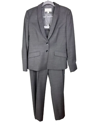 Hugo Boss Jewona Suit Charcoal Grey Women's Wool Blend Set Blazer 8 Pants 10 EUC - Image 1 of 4