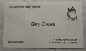Collectors Beer Steins Streamwood, IL. Business Card - Picture 1 of 1