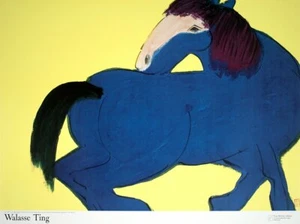 WALASSE TING Blue Horse (sm) 18" x 25.5" Poster 1990 Contemporary Blue, Yellow - Picture 1 of 1