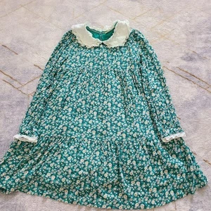 Mini Boden Girls Dress sz 11-12 Floral Long Sleeve Peter Pan Collar Cottage - Picture 1 of 7