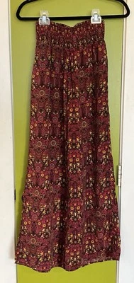 Женские легкие брюки без застежек Band of Gypsies с цветочным рисунком и высокой талией и широкими штанинами M - Изображение 1 из 4