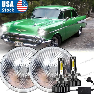 Par de faros LED redondos de 7 pulgadas para Chevy Bel Air 1955 1956 1957 Foto 1 de 4