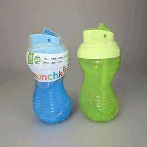 MUNCHKIN 12 Monate + Auslaufsicher Mighty Grip SCHNABELTASSEN 10 Unzen - Blau & Grün - Neu - Bild 1 von 6