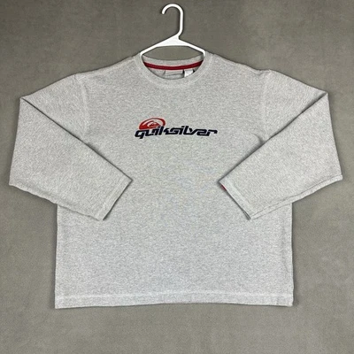 Vintage Quiksilver Shirt Mens Large Gray Heavy Thermal Crew Neck Embroidered GUC - Image 1 of 4