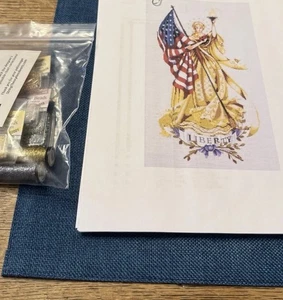 Patriotic Cross Stitch Pattern And Fabric - Picture 1 of 4