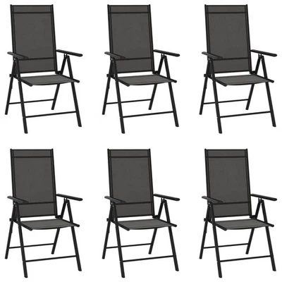  Garden Chair Set of 6 Black Aluminum Standard Foldable - Image 1 of 4