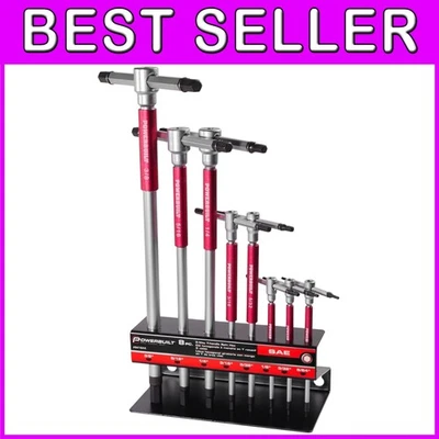 T-Handle Hex Allen Key Wrench Set w/ Speed Sleeves, 8 Pc SAE - Image 1 of 4