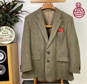 Harris Tweed (46S) Check Herringbone Windowpane Blazer Sport Coat Jacket Hacking - Picture 1 of 15