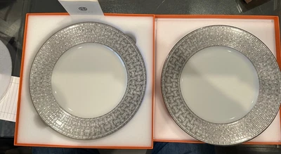 Juego de 2 platos de cena de platino Hermes Mosaique au 24 Foto 1 de 3