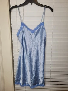 Victorias Secret abito donna blu pizzo slip sexy M camicia da notte lingerie y2k vintage - Foto 1 di 7