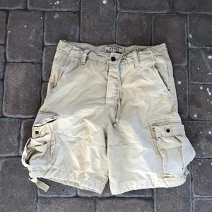 Abercrombie & Fitch Cargo Shorts Mens 36 Tan Khaki Military Distressed Y2K Baggy - Picture 1 of 8