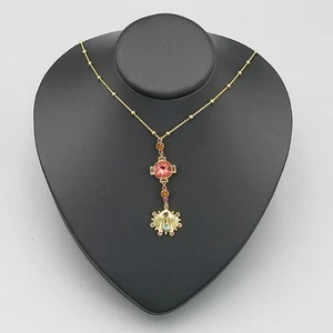 Swarovski Crystal-Decorated Pendant Gold Color Gold Gold Necklace - Picture 1 of 3