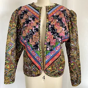 RARE Vintage 1992 Russian Quilted Cotton Womens Jacket - M - Folk Art Boho - Picture 1 of 7