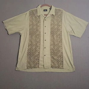 Vintage Haggar kurzärmeliges Herrenhemd Größe L Large geometrischer Druck auf Knopfleiste - Bild 1 von 13