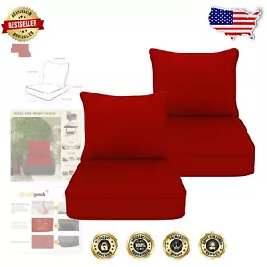 Chili Outdoor Deep Seat Cushions Set 22x24 In - Fade & Weather Resistant Comfort - Picture 1 of 9