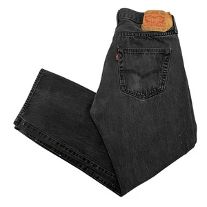 Vintage Levi's 501 Jeans Regular Straight Fit Black 32W 27L Denim Button Fly - Picture 1 of 16