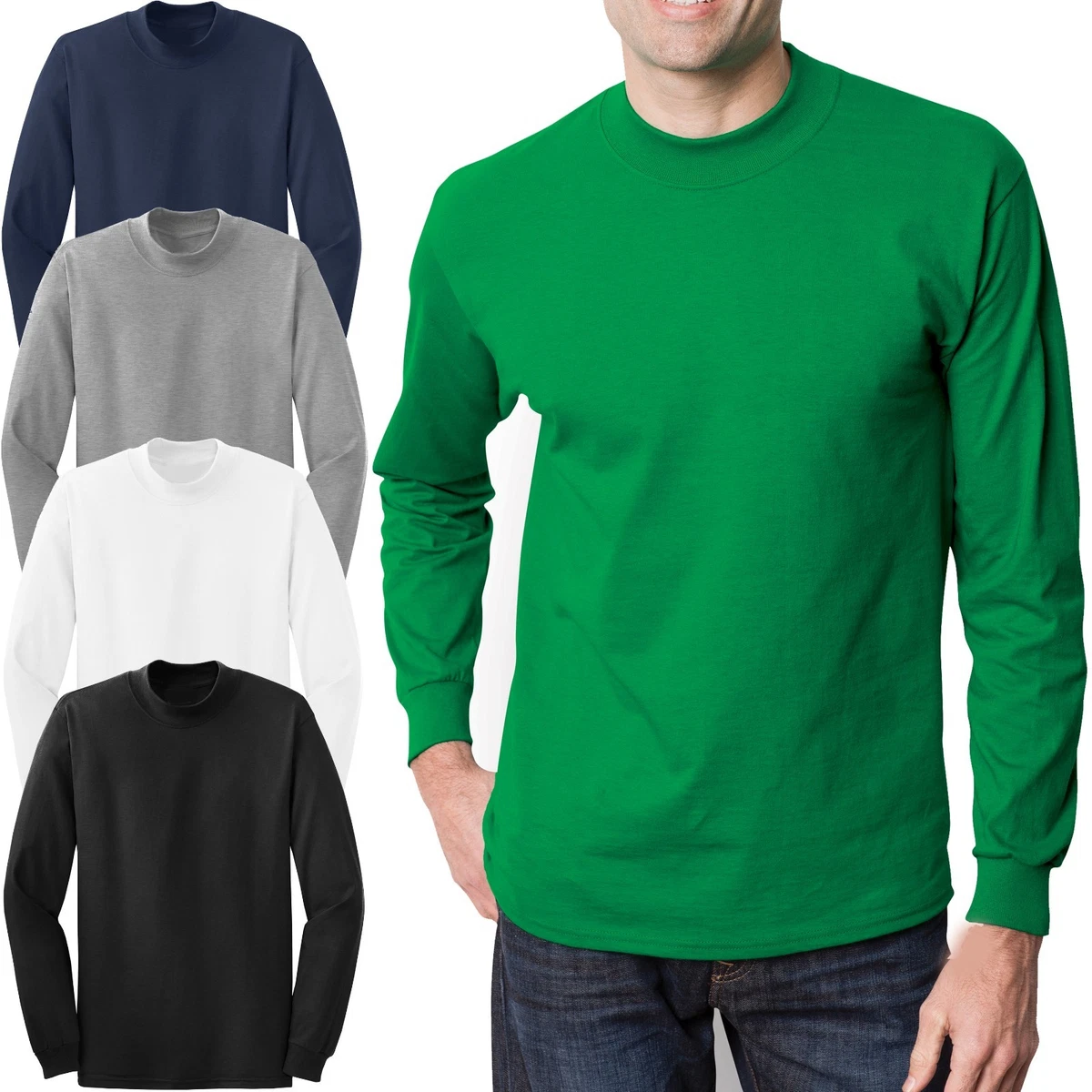 Men's Mock Turtleneck Long Sleeve Shirt - Stretch Thermal Pullover, Casual & Layering Top