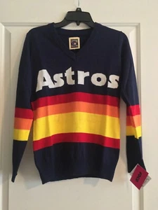 Houston Astros Women’s V-Neck Rainbow Sweater: Medium - Picture 1 of 3