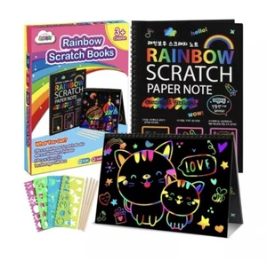 ZMLM Scratch Paper Art-Crafts Notebook: 2 Pack Bulk Rainbow Magic Paper - Picture 1 of 2