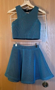 Miss Behave Girls Size L Turquoise & Black Skirt & Top Set NWT Nordstrom - Picture 1 of 3