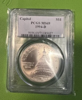 1994-D Capitol Dollar Commemorative MS69 PCGS Mint State 69 - Image 1 of 4