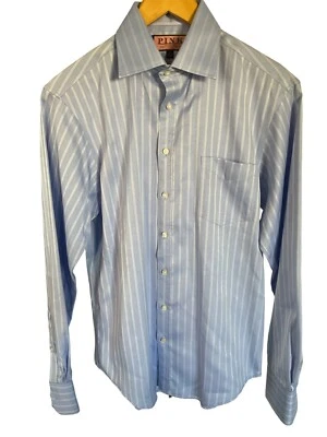 Thomas Pink Slim Fit Finest Cotton Button Down Blue Plaid L/S Shirt Sz 15.5 39 - Image 1 of 4