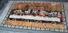 Large Vintage LAST SUPPER Velvet Tapestry 72" x 48" Rug Wall Hanging Italy WPL