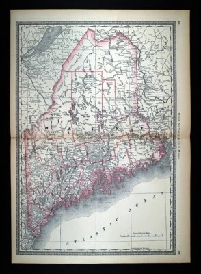 Mapa ferroviario Rand McNally 1881 Maine Augusta Bangor Portland Mt. Desert Eastport Foto 1 de 4