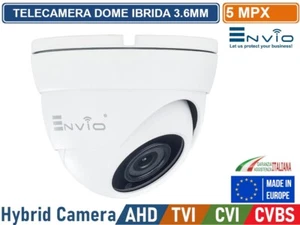 TELECAMERA IBRIDA DOME 4IN1 AHD CVI TVI CVBS 3.6MM 5MP SONY STARVIS IR LED IP65 - Foto 1 di 3
