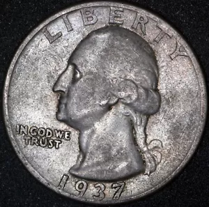 1937 Washington Quarter AU+ - Picture 1 of 6