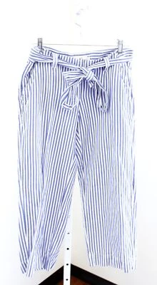 Vineyard Vines Catamaran Blue White Linen Striped Loose Leg Ankle Pants Size 6 - Image 1 of 4