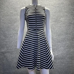 Michael Kors Kleid Damen Größe 0 Schwarz Weiß Fit Flare Edgy Elegance Retro Artsy - Bild 1 von 11