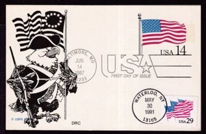 1987 U. S. Flag 14c postal card FDC Baltimore Sc UX117 DRC cachet (YG - Picture 1 of 1