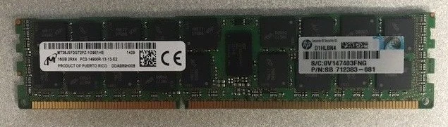 HP Micron 16GB 2Rx4 PC3-14900 DDR3-1866 REG Server Memory 712383-081 708641-B21 - Image 1 of 1