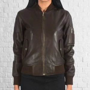 Celebrity Women's Brown Lambskin Leather Jacket Motorcycle Slim Fit Biker - Picture 1 of 5