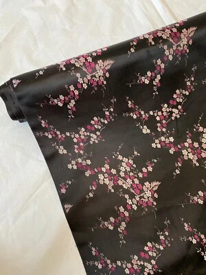 1 mtr black/lilac blossom oriental chinese brocade fabric..58”wide (147cm) - Image 1 of 4