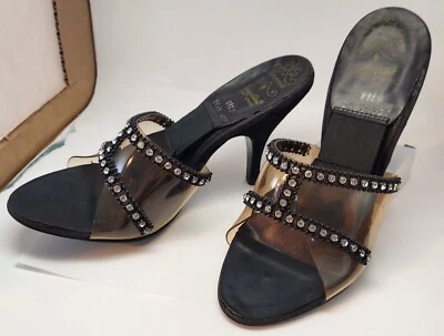 Vintage 1950s Custom Made Spring-o-lators High Heel Shoes Black DISPLAY Small - Image 1 of 4