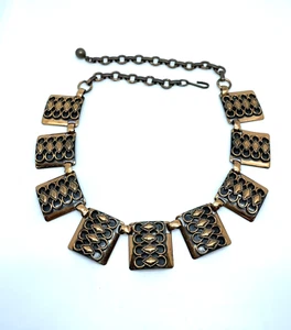 Vintage Matisse Modernist Messing 16 Zoll Halsband Statement Halskette - Bild 1 von 7