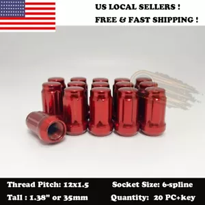 20PC+KEY 12X1.5 FOR CHEVY CORVETTE CAMARO S10 FIREBIRD GTO RED SPLINE LUG NUT - Picture 1 of 6