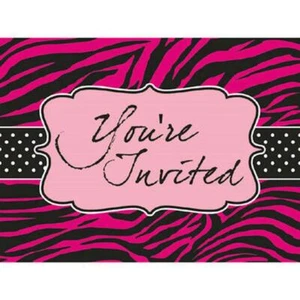 Sassy Sweet Pink Zebra Boutique Bachelorette Party Invitations - Girls Night Out - Picture 1 of 1
