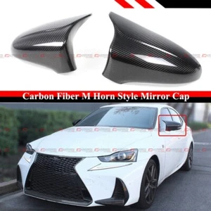 FOR 14-2020 LEXUS IS200 300 350 M HORN STYLE CARBON FIBER SIDE MIRROR COVER CAP - Picture 1 of 4