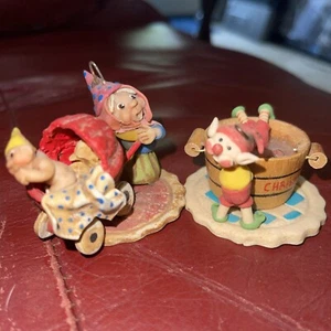 Vtg Clay Pixie Elf Gnome Troll Ornaments Figurines Diorama Fairy Garden - Picture 1 of 12