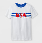 NWT Cat & Jack "USA Stars & Stripes" SS Boys T-Shirt Medium 8-10