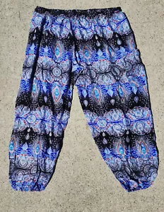 NEW Lofbaz Pants Women 2XL XXL Multicolor Elastic Waist Bohemian Viscose Stretch - Picture 1 of 6